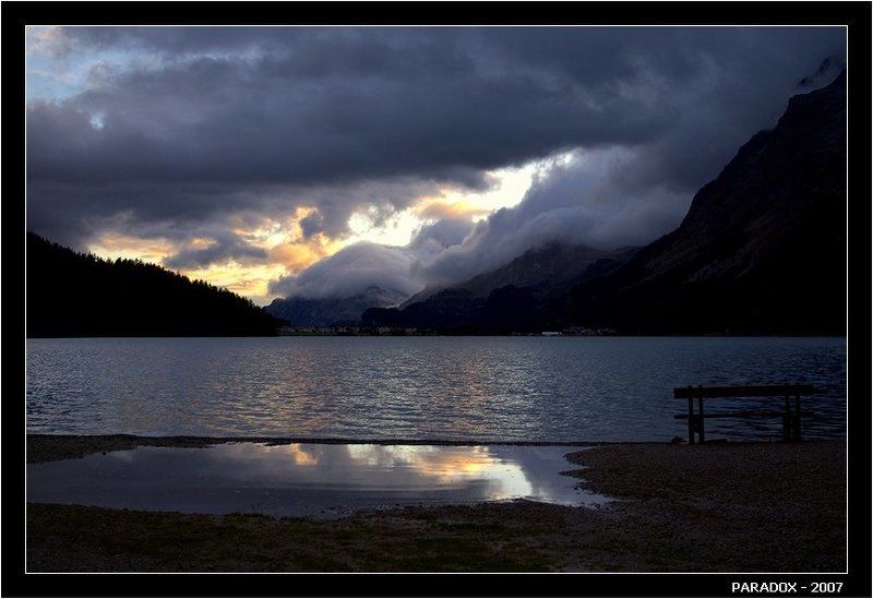 швейцария, сильваплана, silvaplana, вечер, озеро, скамейка, встречи, судьбы, paradox Баллада о вечерней заре фото превью