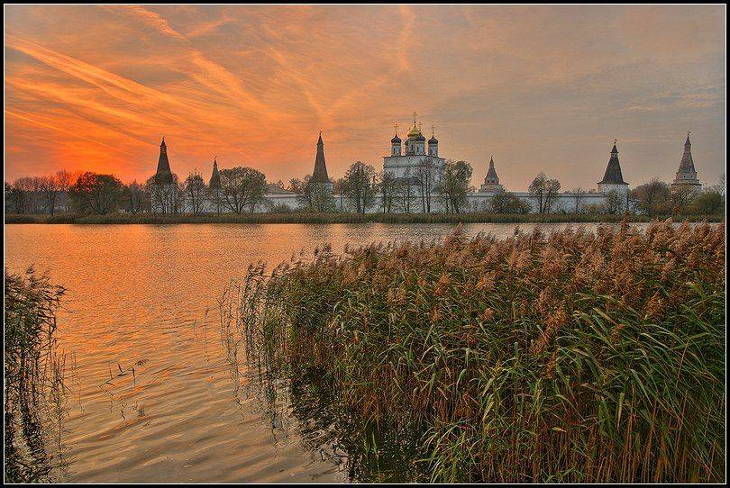 закат, храм, монастырь, озеро, осень, hdr, Григорий Иващенко