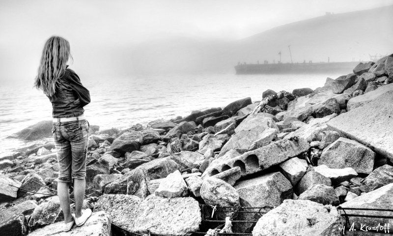 одиночество, печаль, грусть, ожидание, solitude, море, девушка, туман об одиночестве...photo preview