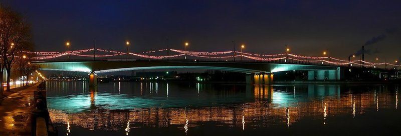 мост, коломенская, набережная, река, москва, отражения о мостахphoto preview