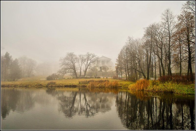 екатерининский парк,туман,камеронова галерея Галерея в туманеphoto preview