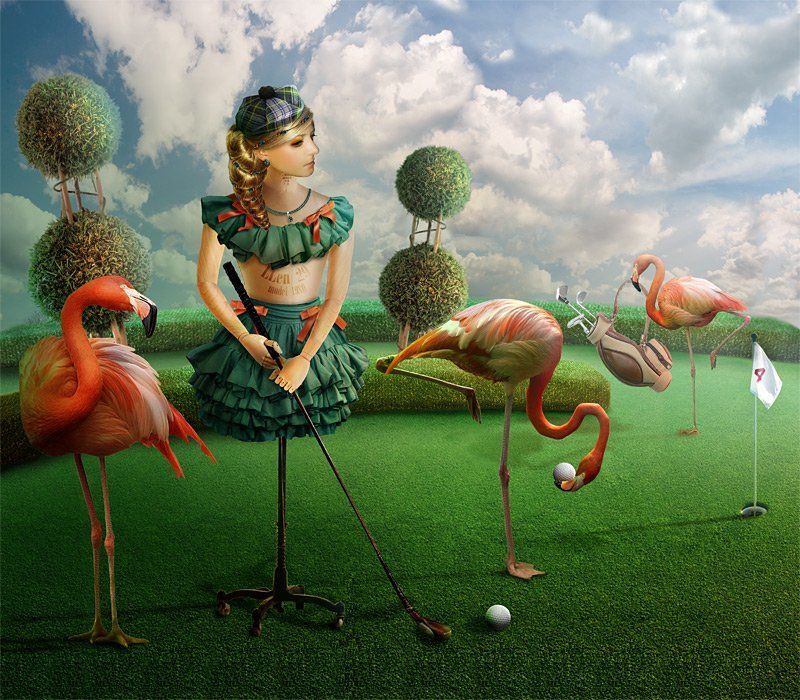 коллаж, фото арт, обработка, фотошоп, манекен Игра в гольф. Из жизни одного манекенаphoto preview