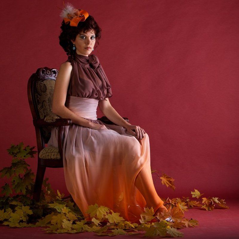 портрет, девушка, листья Осеньphoto preview