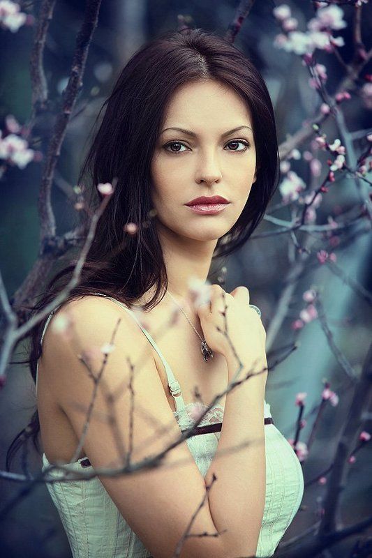 сакура, весна, синий, девушка, холодно Сакураphoto preview