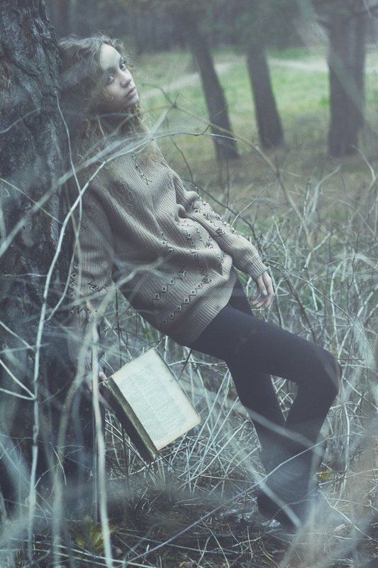 девушка, лес, атмосфера, книга photo preview