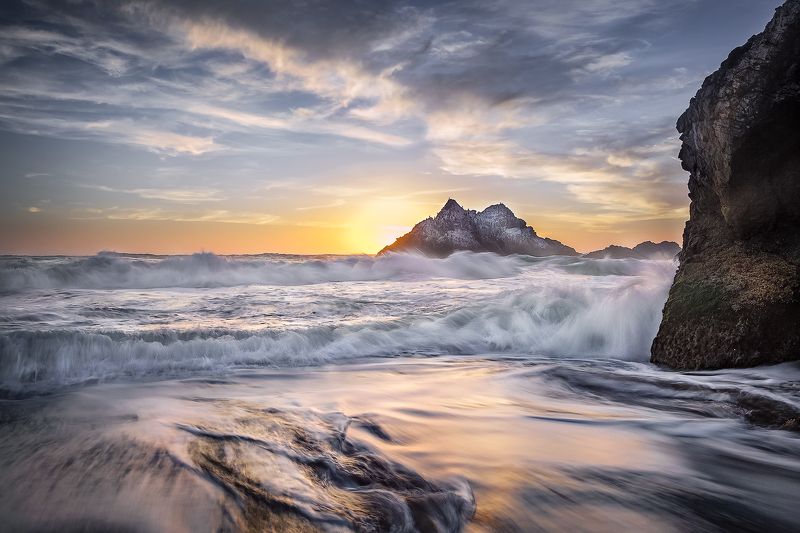 тихий океан, закат, солнце, скалы, бакланы, сан-франциско, прилив *Тихий*photo preview