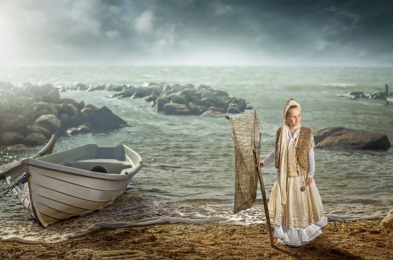 Estonian girl with fishnetphoto preview