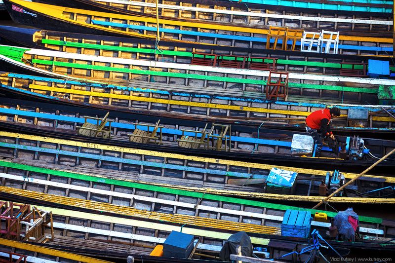 озеро, инле, бирма, мьянма, лодки, цвета, утро Порт Инлеphoto preview