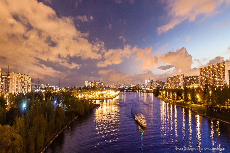 река, пейзаж, москва, братеево, теплоход, вечер Москва-рекаphoto preview