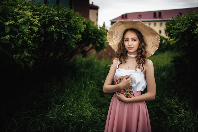 девушка, шляпа, лето, розовый, summer, girl, hat, rose, green Ekaterinaphoto preview