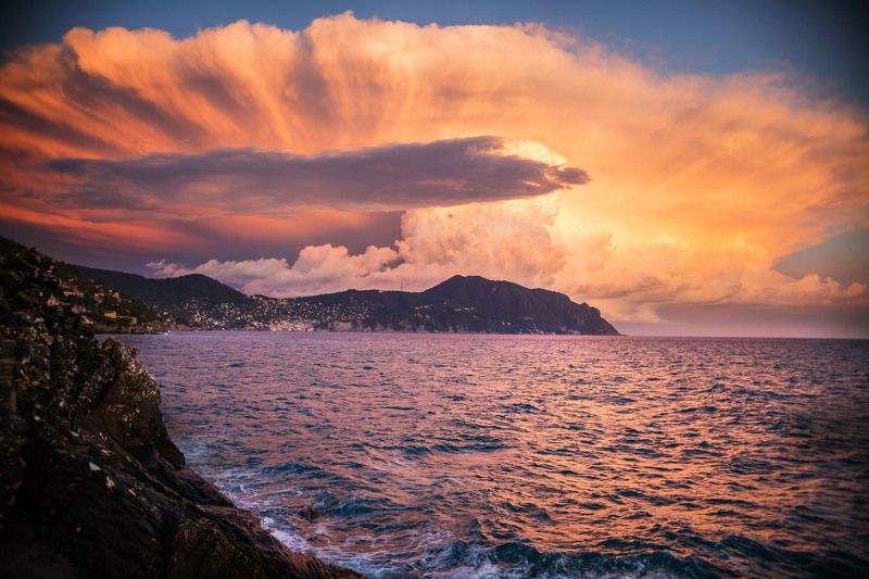 закат, небо, горы, италия, взрыв, розовый, море Explore in the skyphoto preview