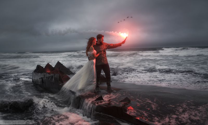 камчатка, океан, свадьба, волны, огонь, ветер photo preview
