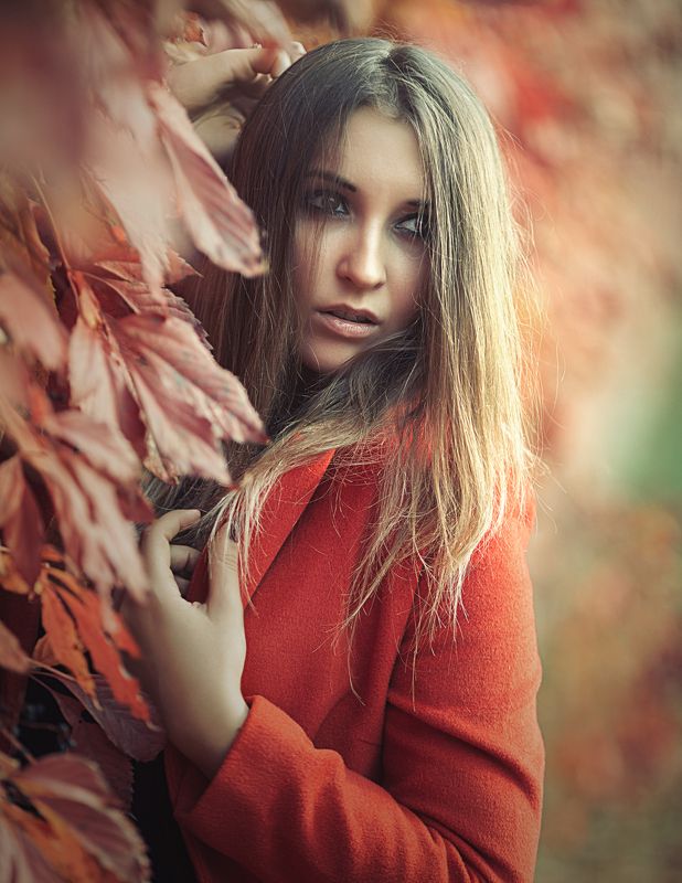 darekslusarski, portret, fotograf legionowo, zdjecia legionowo, dziewczyna, jesien, czerwony jesieńphoto preview