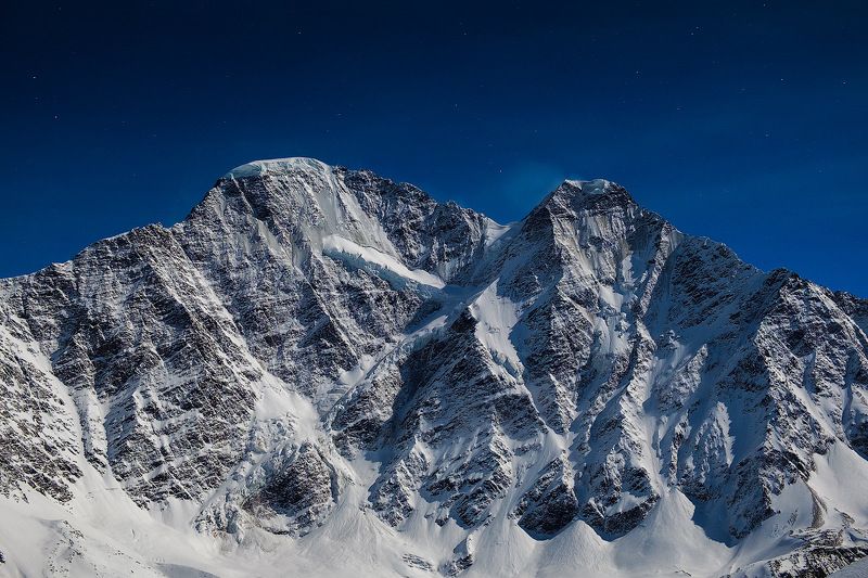россия, кавказ, кбр, приэльбрусье, зима, эльбрус, чегет, горы, пейзаж, природа, ночь, ледник, снег, лед Ночь на Чегетеphoto preview