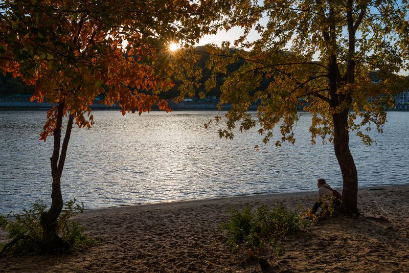 осень, , октябрь, вечер, закат, город, река, днепр, киев Провожая деньphoto preview