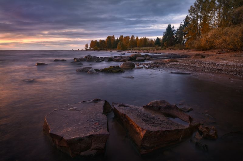 вечер, закат, пейзаж, пейзажное фото, рыбинское море Вечер на старых камняхphoto preview