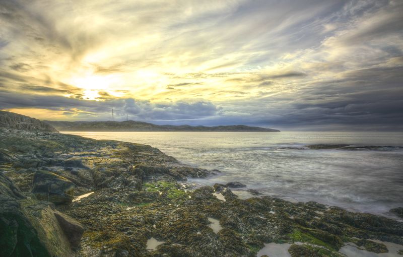 закат, скалы, берег, природа, тучи, море, север, волны Спокойствие моряphoto preview