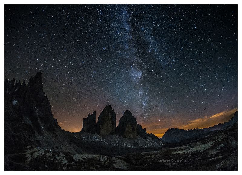 tre cime di lavaredo, dolomites, italy, горы, ночь, млечный путь, доломиты, milky way, night, stars Бриллиантовые дорогиphoto preview