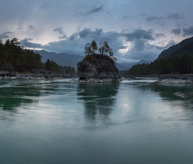 Река, алтай, вечер, остров *******photo preview