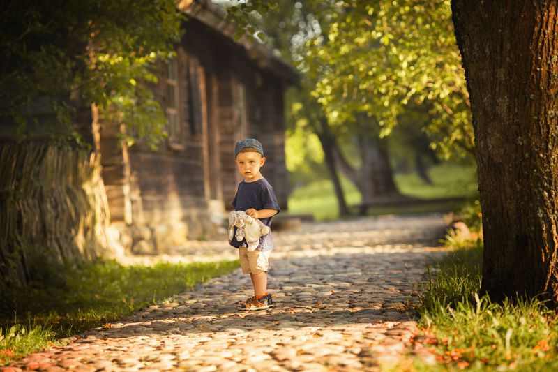 ребенок, мальчик, детская фотография, в деревне, игрушка ,портрет photo preview