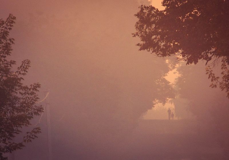 рассвет, утро, люди, деревня, детство, ребенок \