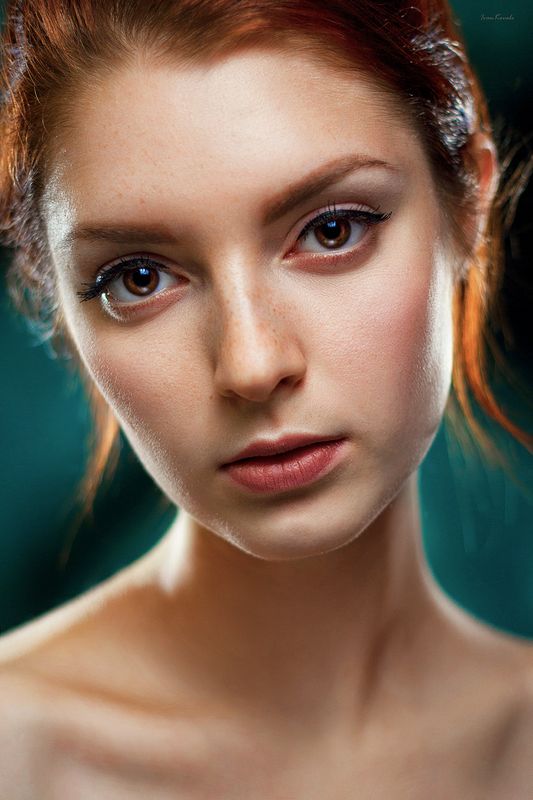 лди, человек, девушка, портрет, молодая, рыжая, теплый, фон, цвет, студия, взгляд, глаза, красота, молодость, фотокузница, ivankovale Ленаphoto preview