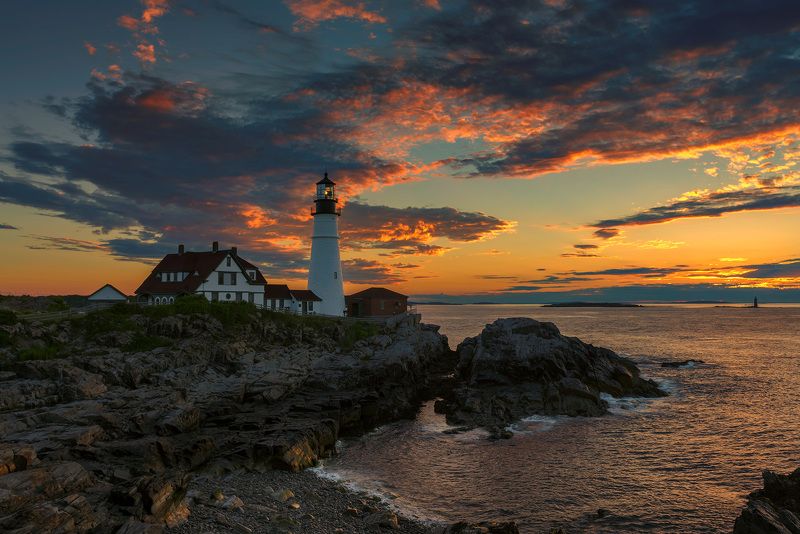 lighthouse,  maine, portland, head, usa,  cape, elizabeth, portland head light , sunrise, scenic, scenery, sunset, coastline, color, landscape, sea, water, rocks, photography, monument, ocean, atlantic, new, england, coast, east, light Portland Lighthousephoto preview