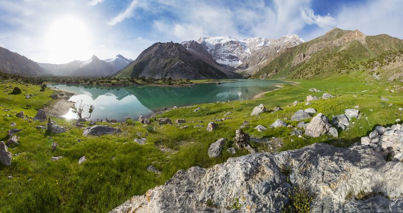 таджикистан, фаны, фанские, озеро, горы, река, панорама, азия Озеро Куликалонphoto preview