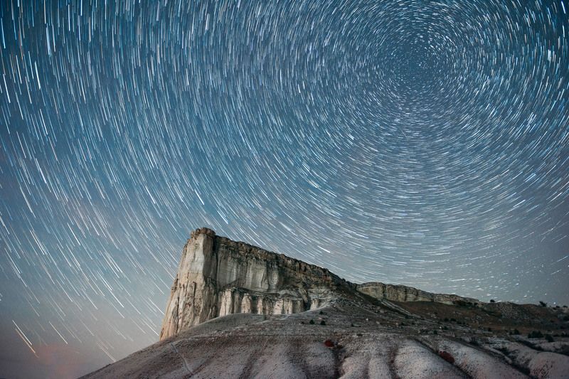 night, crimea, stars, startrails White Rockphoto preview