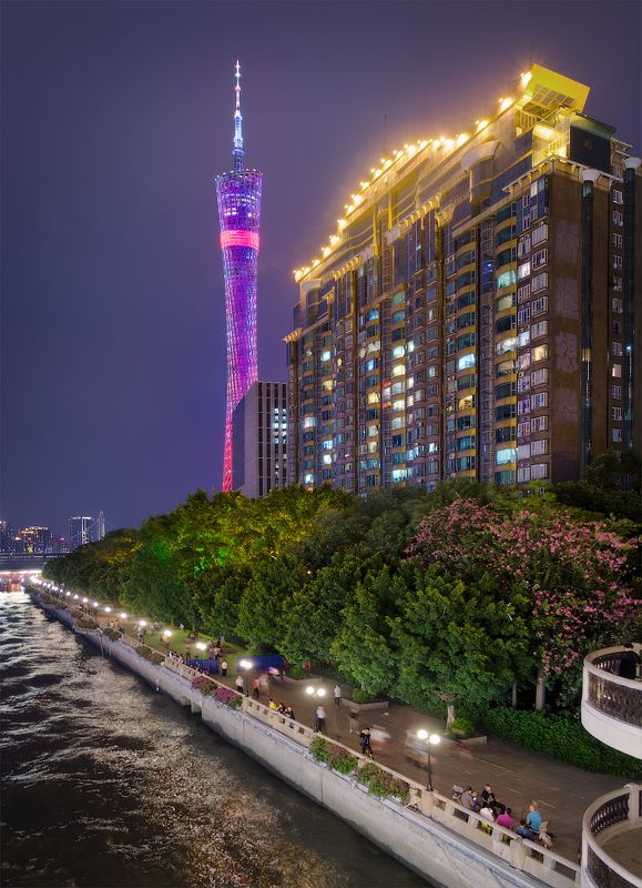 китай, гуанчжоу, город, ночь Набережная Pearl Riverphoto preview