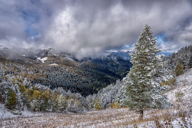 пейзаж, горы, осень, снег, перевал, тхач, ачешбок, Осень в горах Кавказаphoto preview