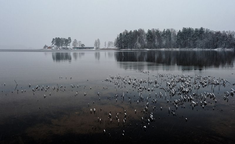 ноябрь,первоснежное,озеро,снег Из первоснежного фото превью