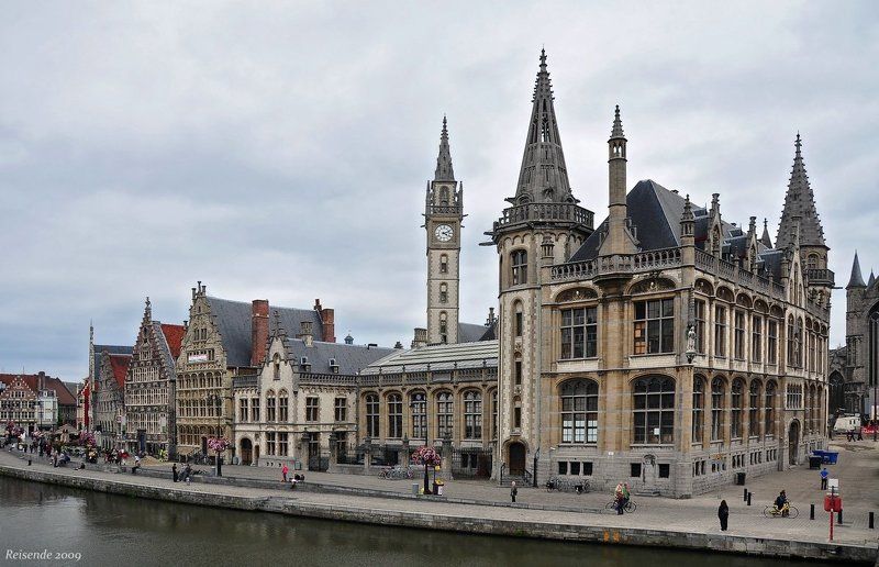 бельгия, гент, gent, graslei, река, лейе Grasleiphoto preview