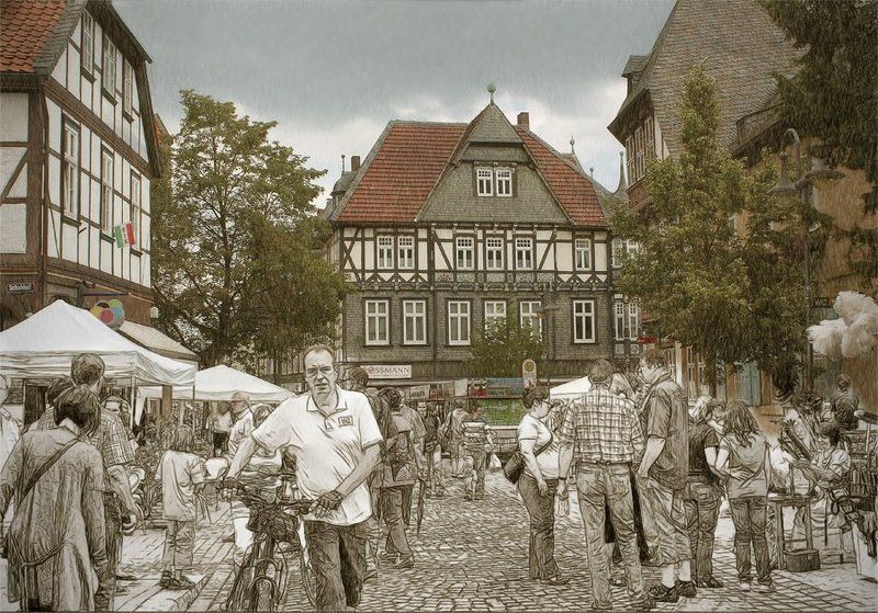 foto liubos, goslar, германия,  фахверк,стилизация Зарисовка \