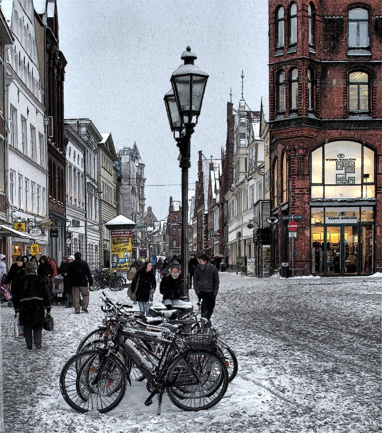 Снежный день. Автор: Игорь Дубровский зима, город, люнебург, Игорь Дубровский