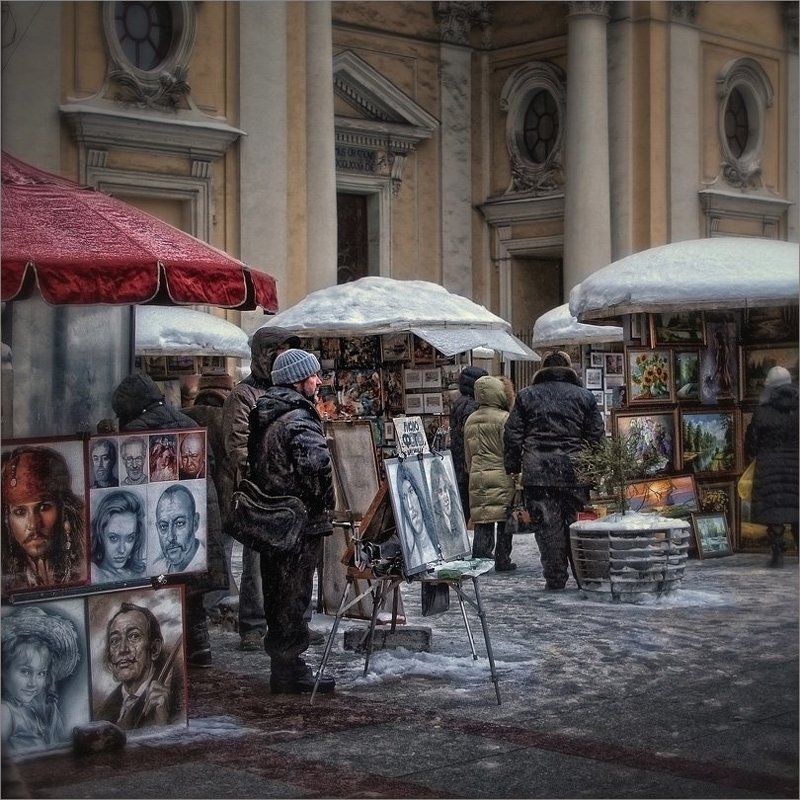 петербург Художник, город и морозphoto preview