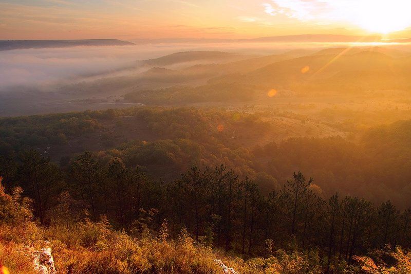крым, горы, восход, туман Утро фото превью