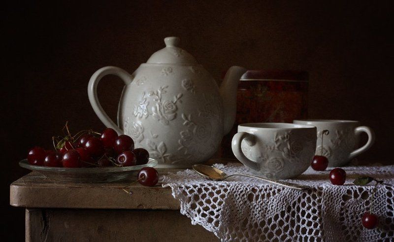 вишня, чай, салфетка Вишнёвый чай...photo preview