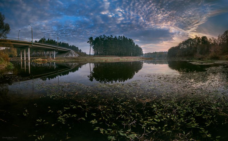 пейзаж,природа,осень,мост,рассвет,утро,река,вода,лес,небо photo preview