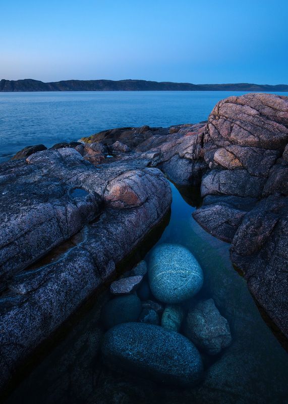 россия, кольский полуостров, север, териберка, природа, пейзаж, осень, море, закат, сумерки, вода, волна, камни, длинная выдержка Русский Север фото превью