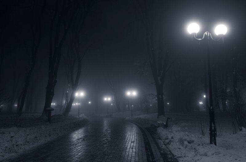 осень, ночь, город, парк, туман, снег, ноябрь Всё плыло и менялось вокруг...photo preview