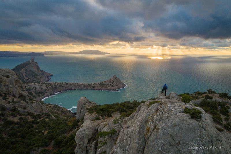 Крым, рассвет, Космос, Судак, Новый Свет, Караул-Оба, море, горы, aerial Пик Космосphoto preview