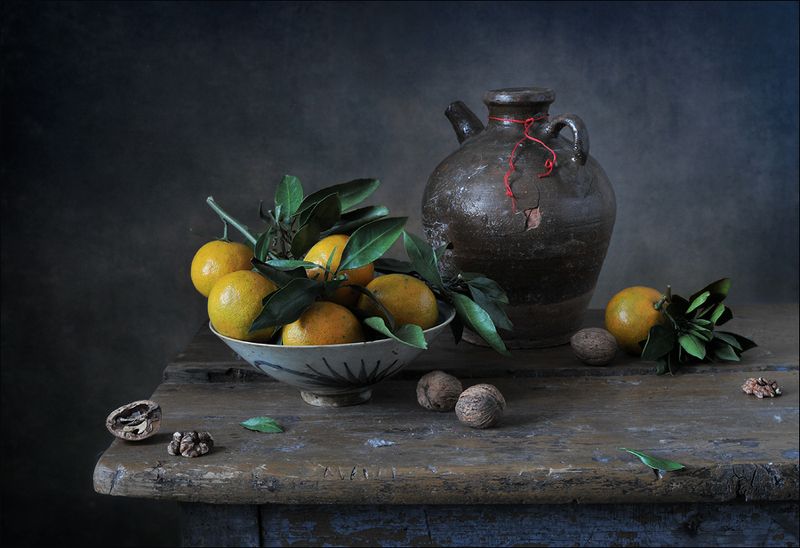 натюрморт , мандарины, кувшин С китайскими мандаринами )photo preview