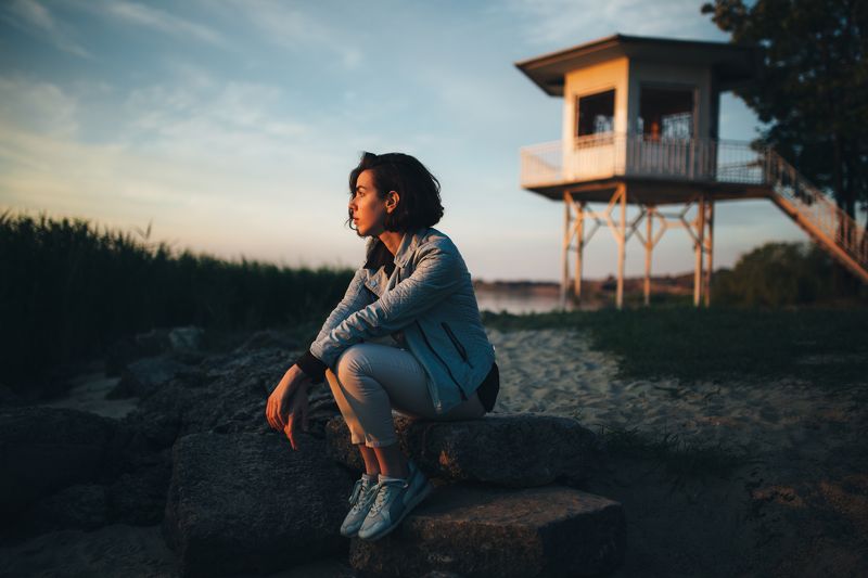 девушка, море, небо, рассвет, солнце Дарьяphoto preview