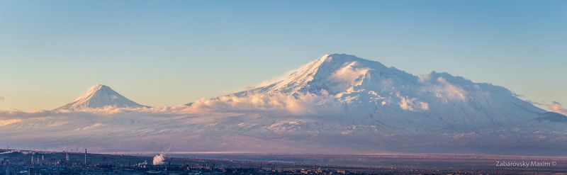 mount, ararat, armenia, yerevan, mountains, sunrise Little Ararat and Greater Ararat as seen from Yerevanphoto preview