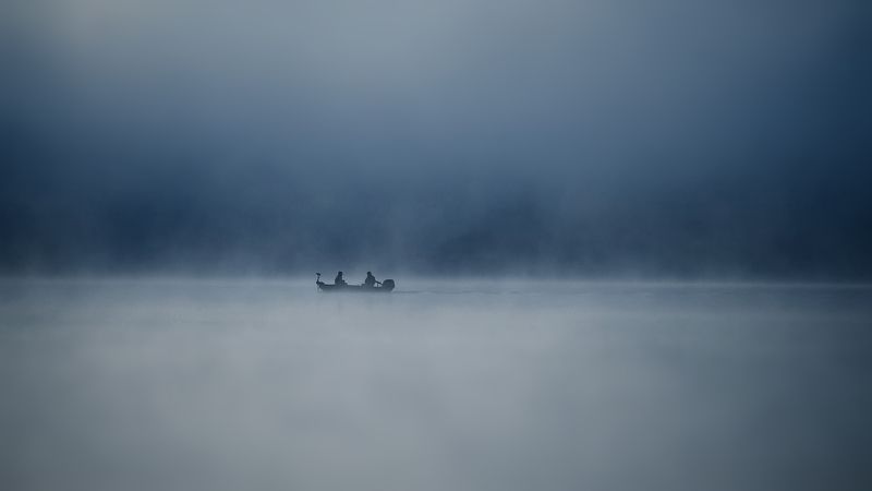 landscape, fishing, lake, morning, fog, nature, people Fishingphoto preview