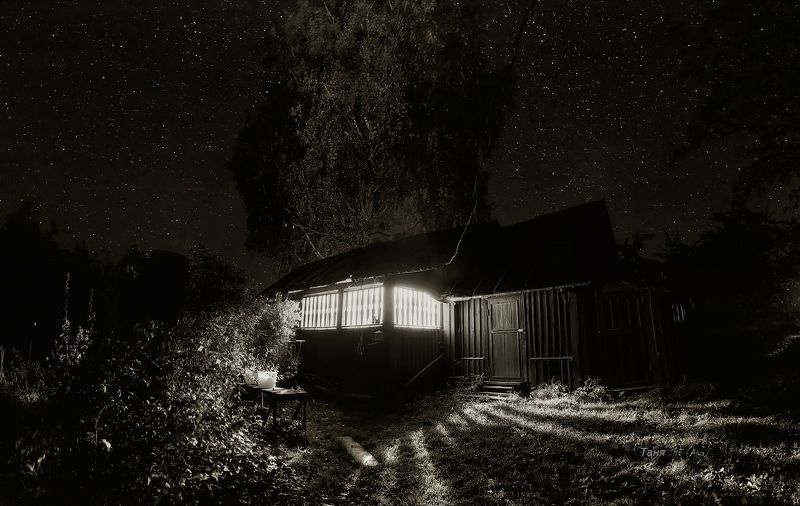 леноблась, питер, деревня, ночь, звёздное небо, чёрно белое , чб, болото, туман,  ленинградская область, ленобласть И сверчок;)photo preview