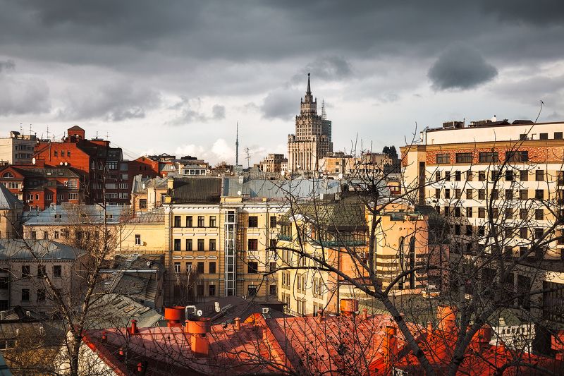 москва, крыши, дома, гостиница, свет, цвет, тучи, солнце, *МСК Крыши*photo preview