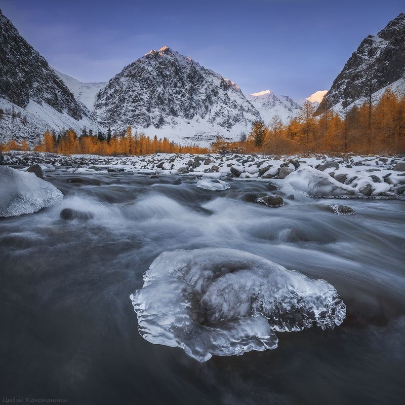 алтай, актру, актуру, караташ, горы, осень, река, снег, лед, mountain, altai, autumn, river Алтай. Долина Актуру.photo preview