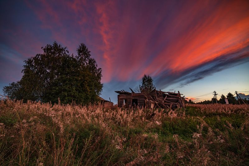 великий двор,вологодчина,кема,север,лето, Вечер в деревне. Кема.photo preview
